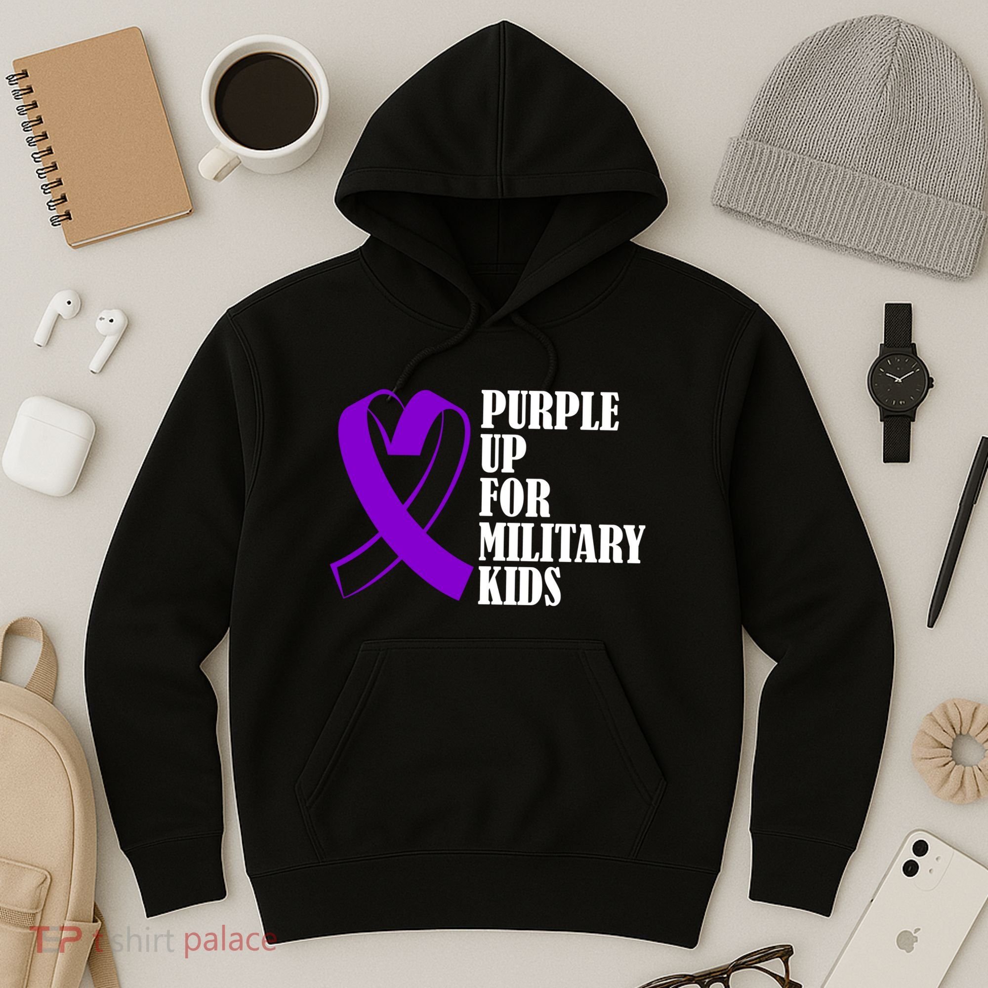 Purple Up For Military Kids Ribbon Hoodie