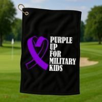 Purple Up For Military Kids Ribbon Golf Towel thumb 1