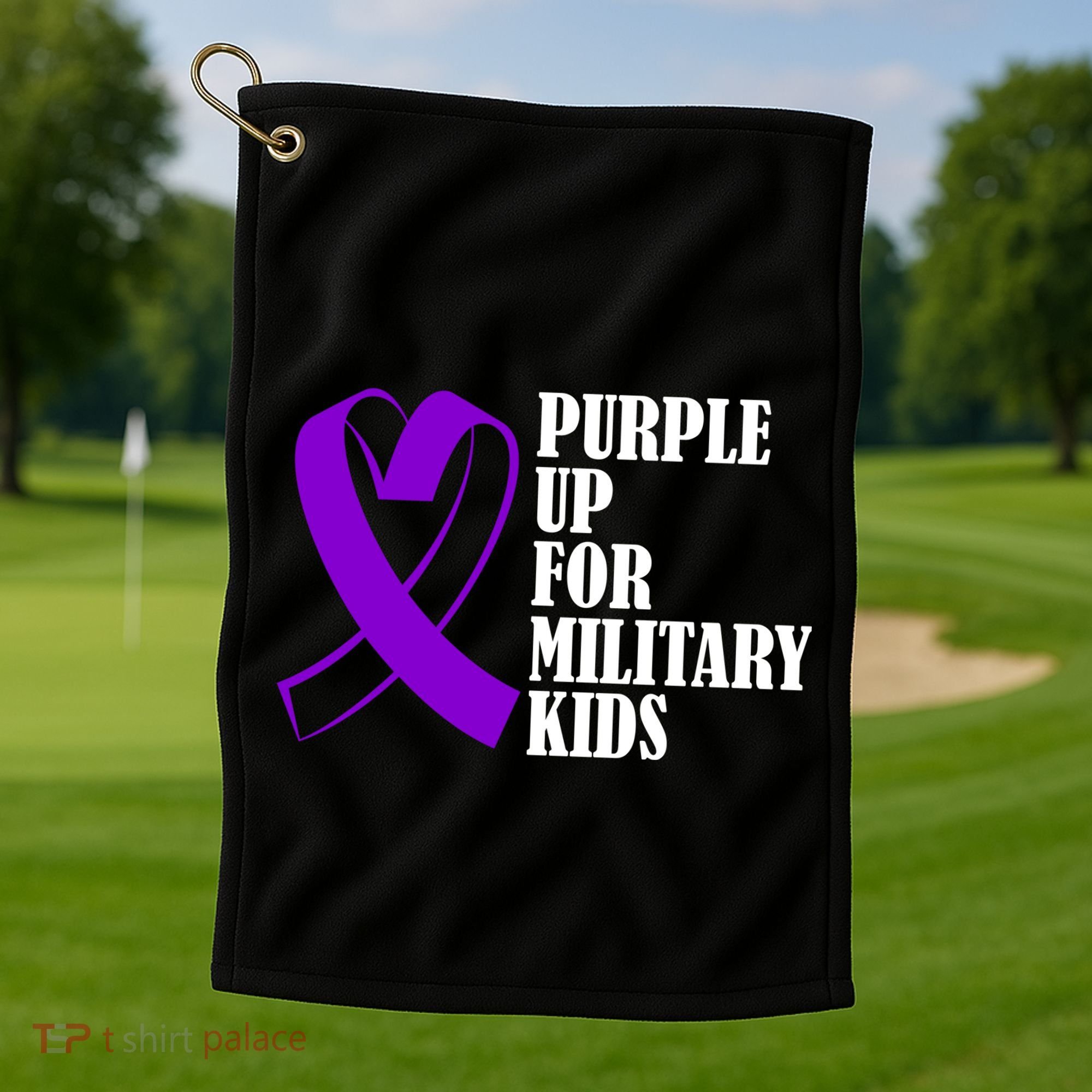 Purple Up For Military Kids Ribbon Golf Towel