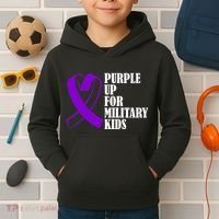 Purple Up For Military Kids Ribbon Kids Hoodie thumb 2