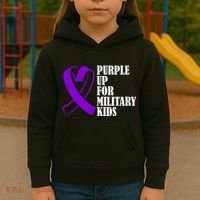 Purple Up For Military Kids Ribbon Kids Hoodie thumb 3