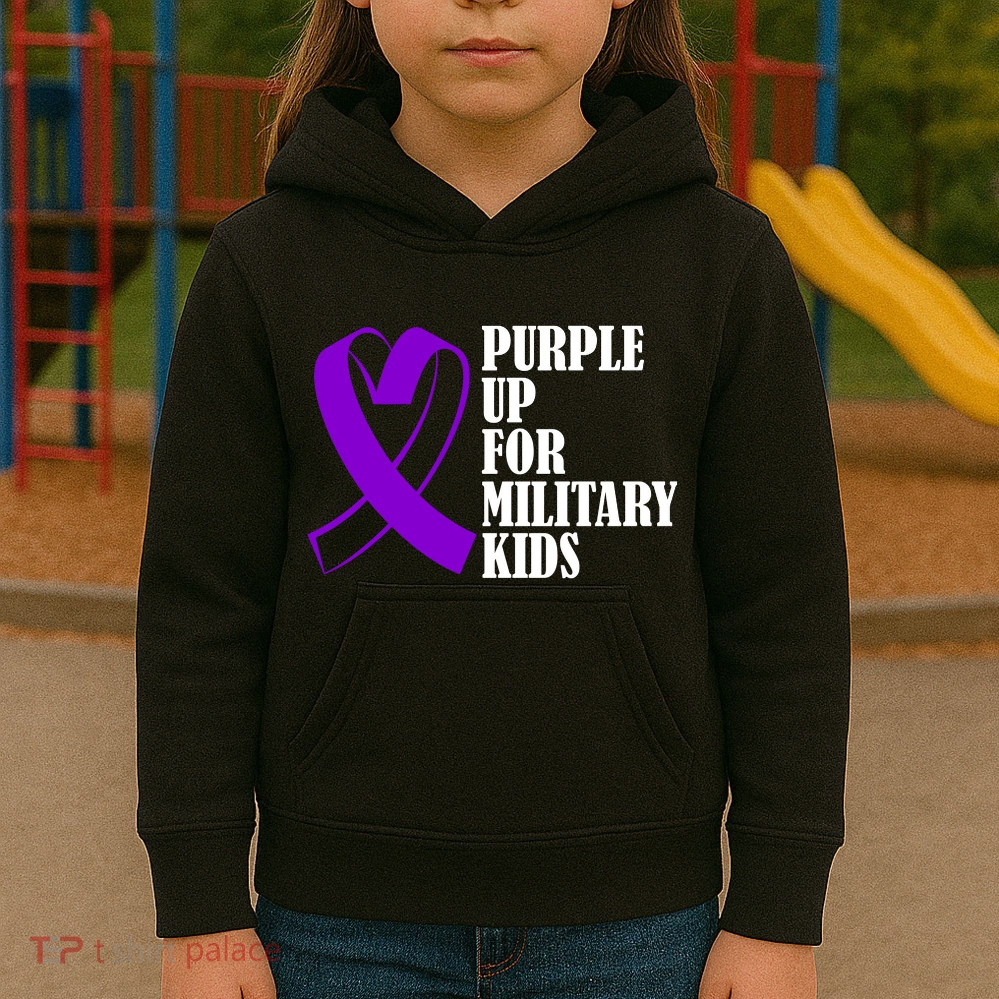Purple Up For Military Kids Ribbon Kids Hoodie