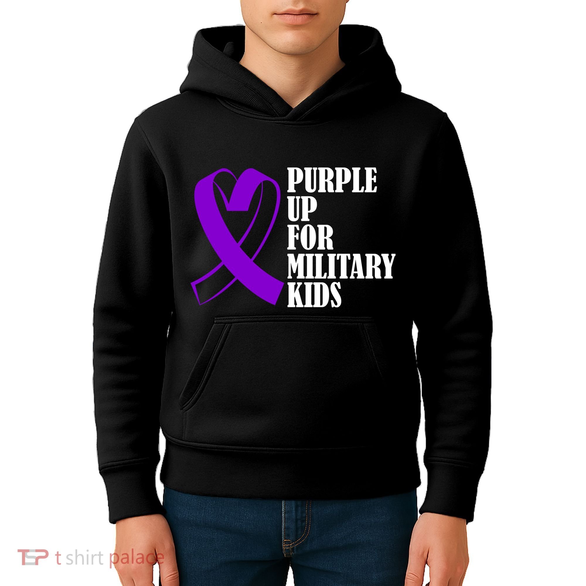 Purple Up For Military Kids Ribbon Kids Hoodie