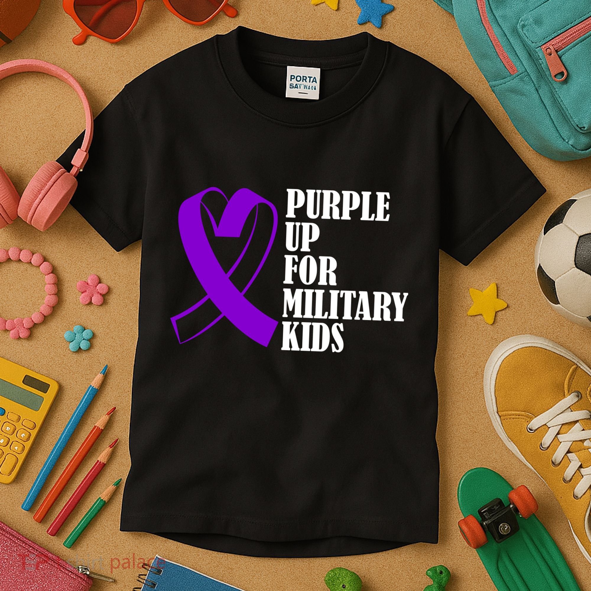Purple Up For Military Kids Ribbon Kids T-Shirt