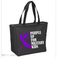 Purple Up For Military Kids Ribbon Tote Bag thumb 2