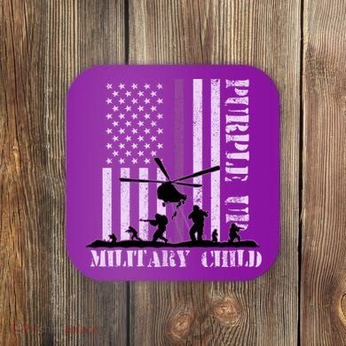 Purple Up Military Child Coaster
