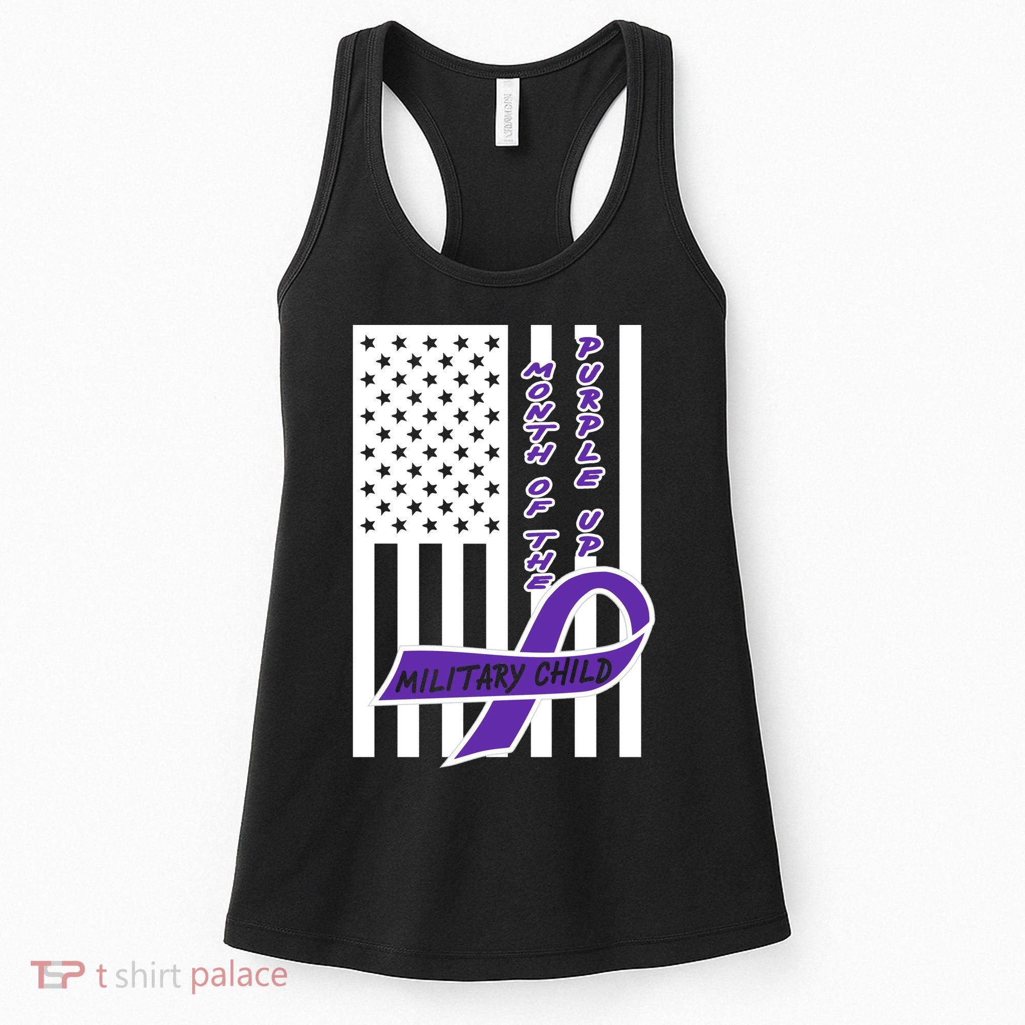Purple Up Month Military Child Awareness Flag Women's Tank Top