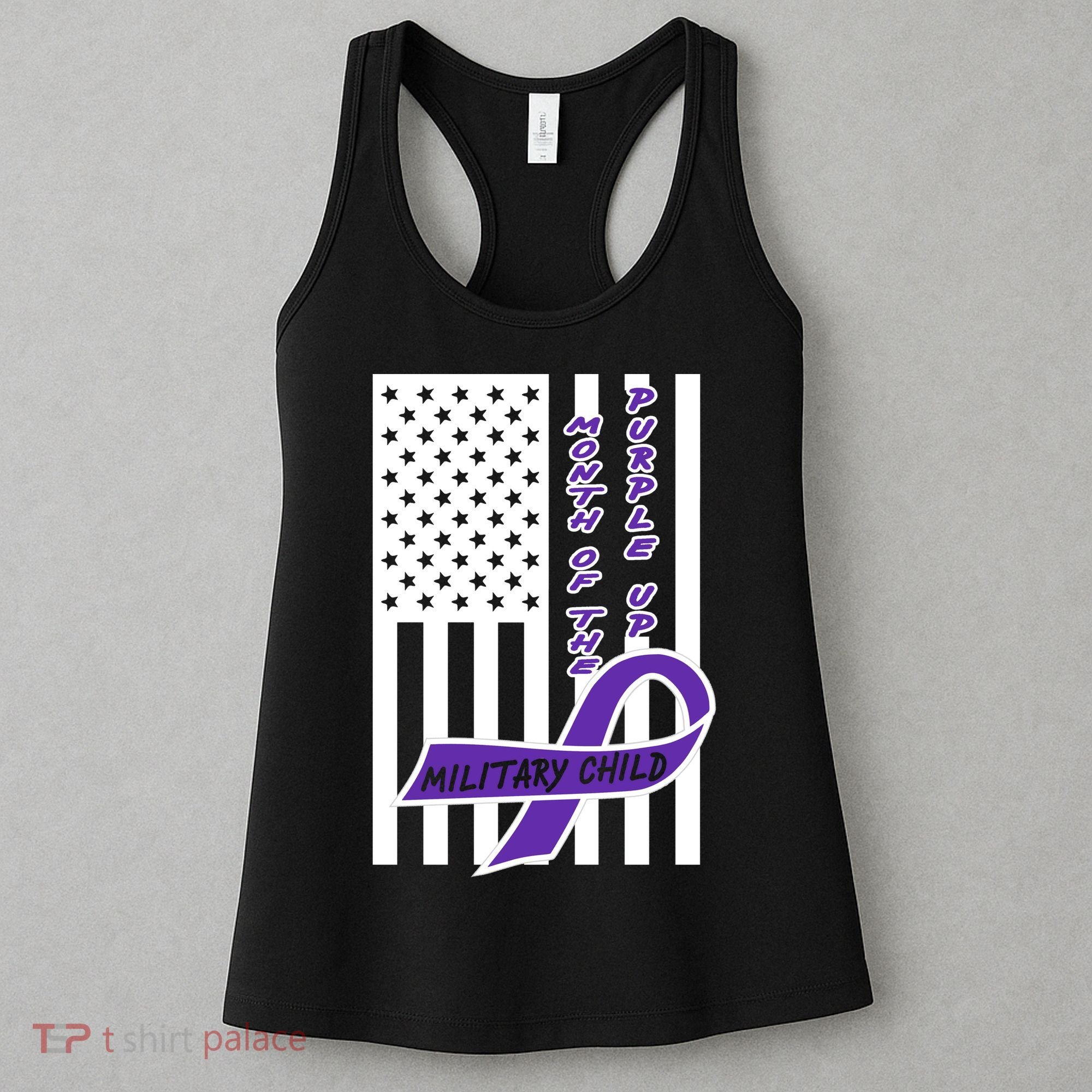 Purple Up Month Military Child Awareness Flag Women's Tank Top