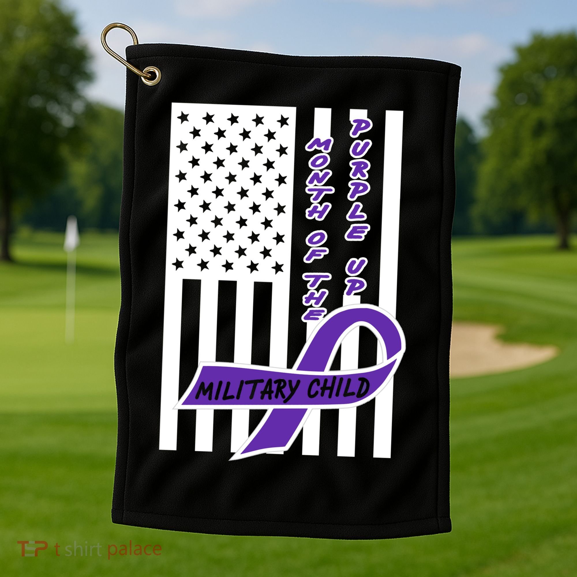 Purple Up Month Military Child Awareness Flag Golf Towel