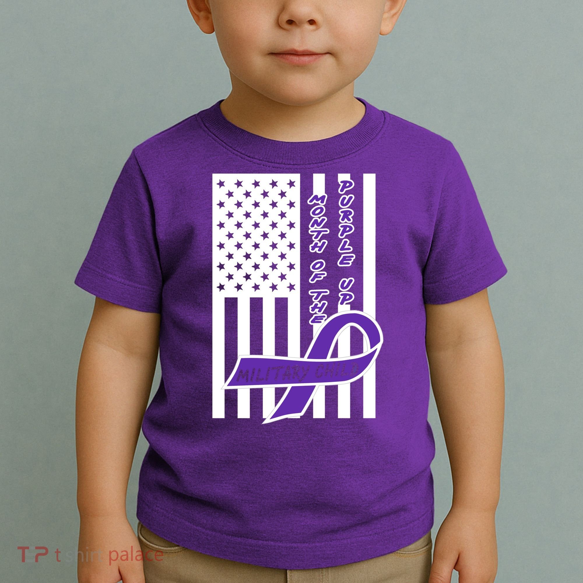 Purple Up Month Military Child Awareness Flag Toddler T-Shirt