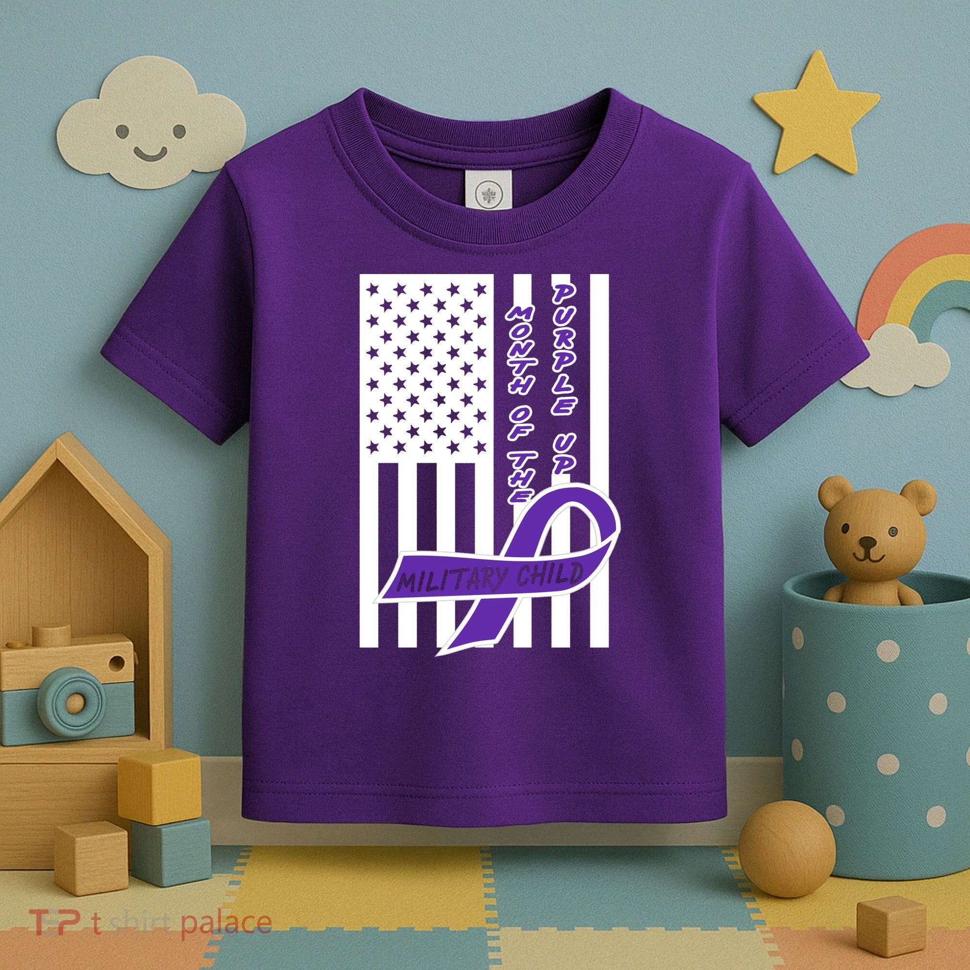 Purple Up Month Military Child Awareness Flag Toddler T-Shirt