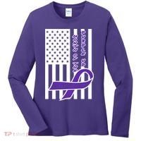 Purple Up Month Military Child Awareness Flag Women's Long Sleeve Shirt thumb 0