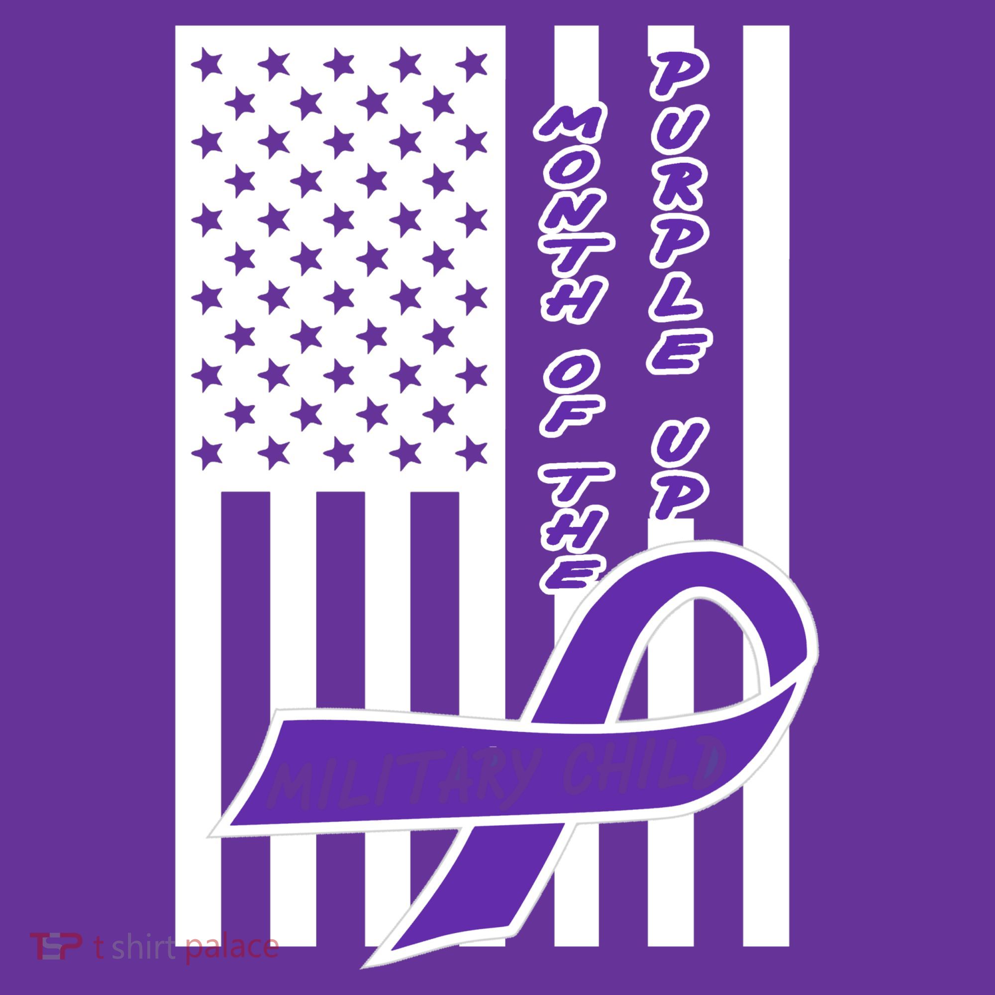 Purple Up Month Military Child Awareness Flag Kids T-Shirt