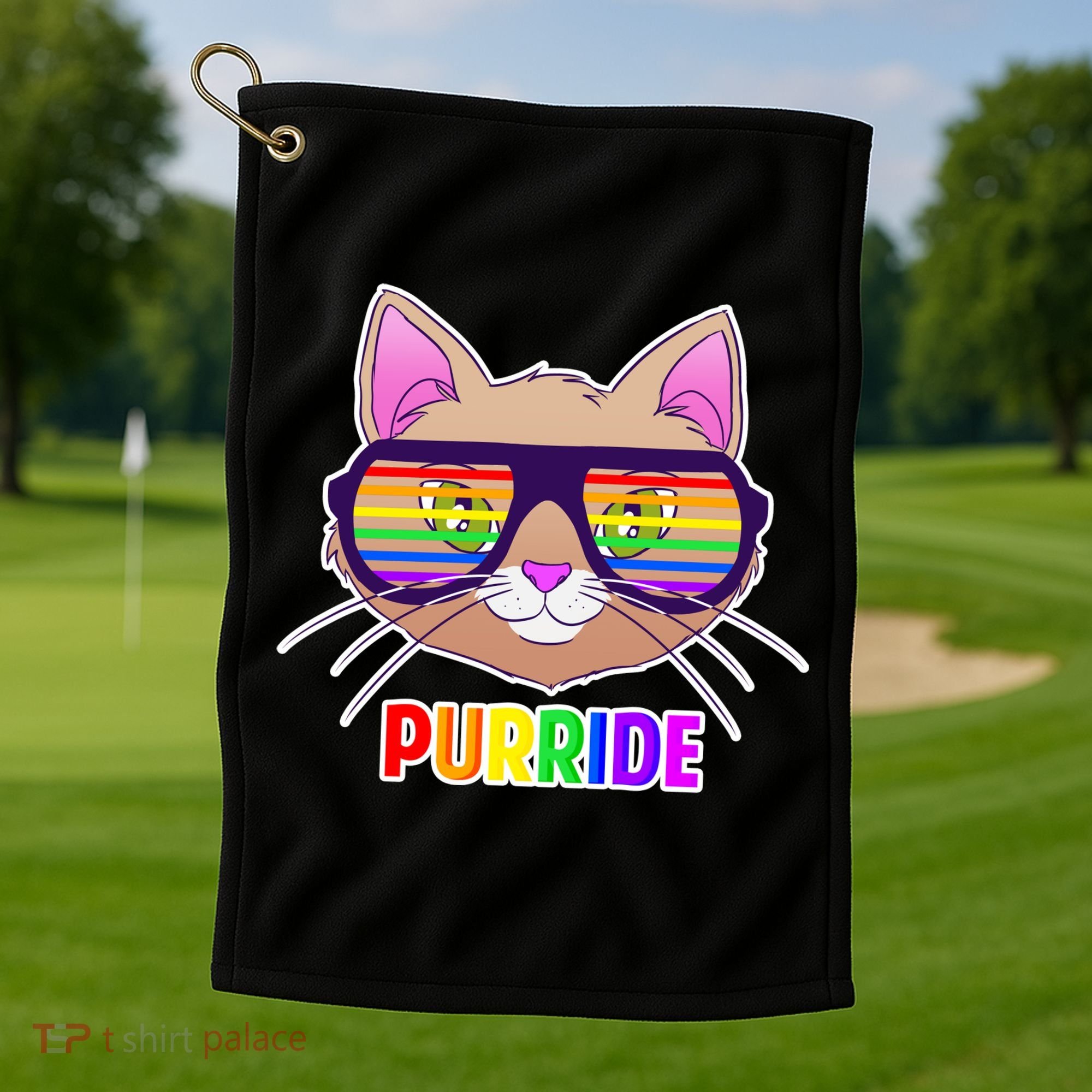 Purride Gay Pride Cat Golf Towel