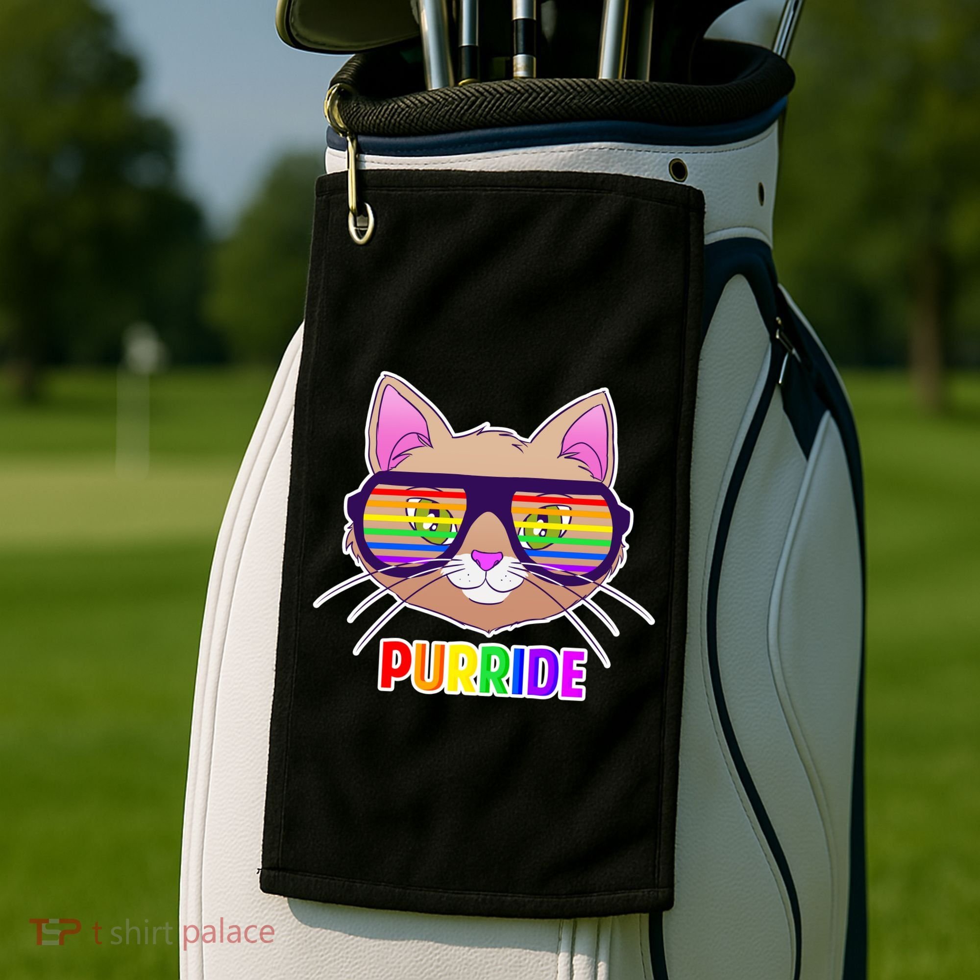 Purride Gay Pride Cat Golf Towel