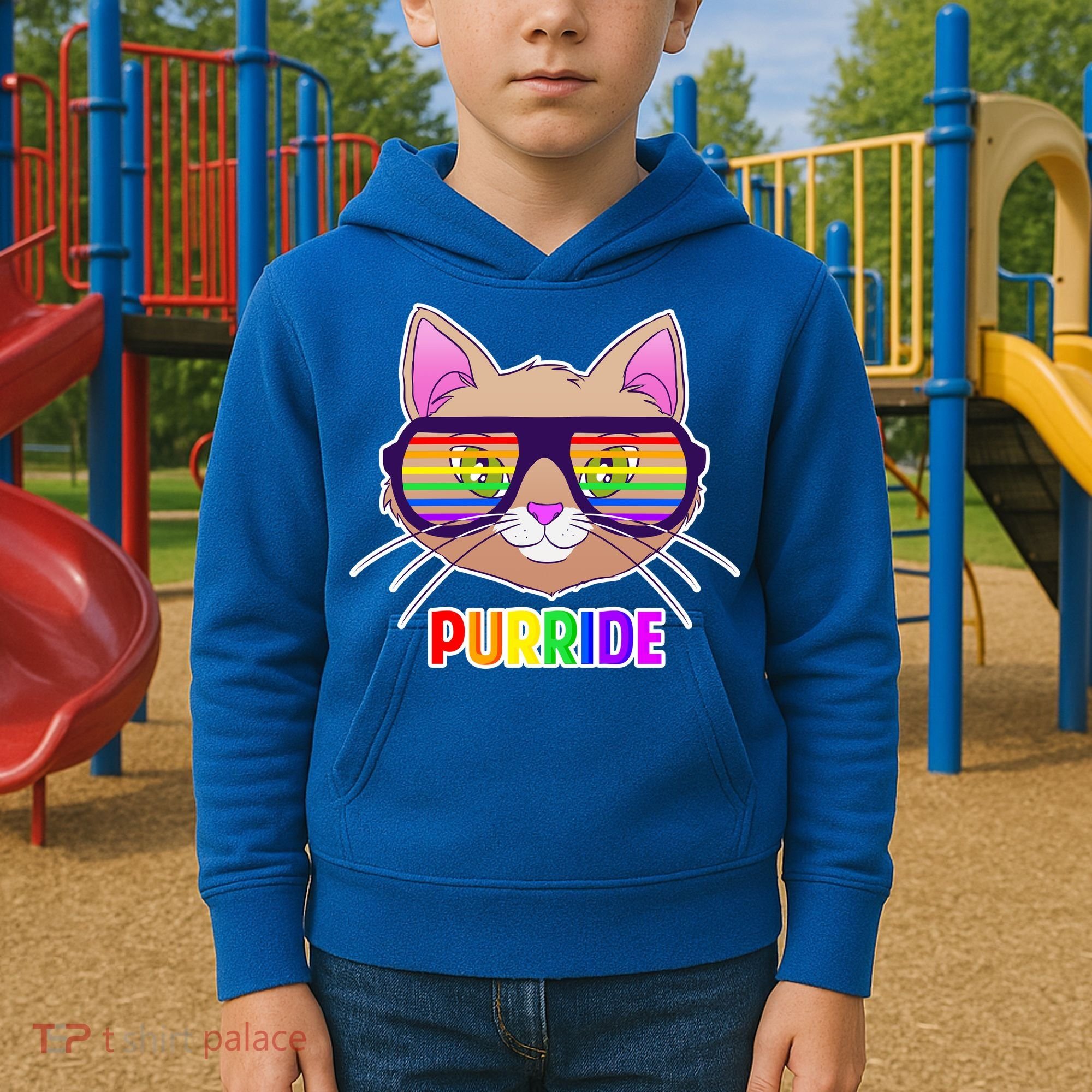 Purride Gay Pride Cat Kids Hoodie