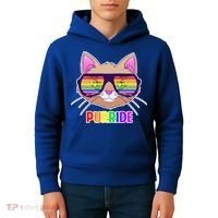 Purride Gay Pride Cat Kids Hoodie thumb 4