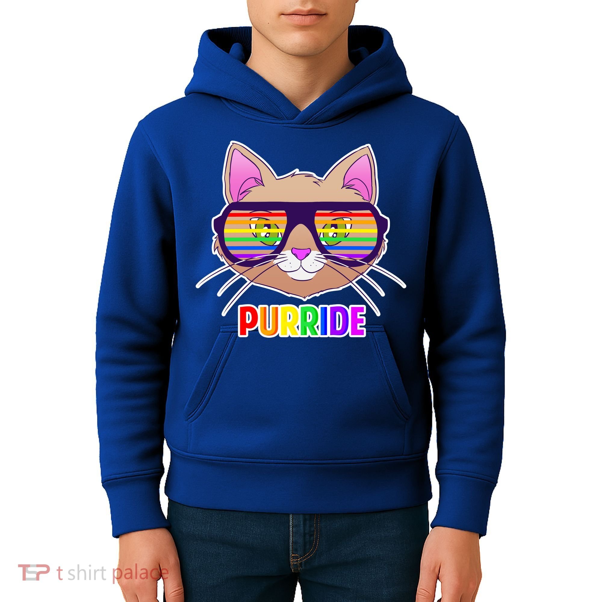Purride Gay Pride Cat Kids Hoodie