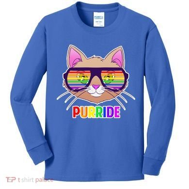 Purride Gay Pride Cat Kids Long Sleeve Shirt