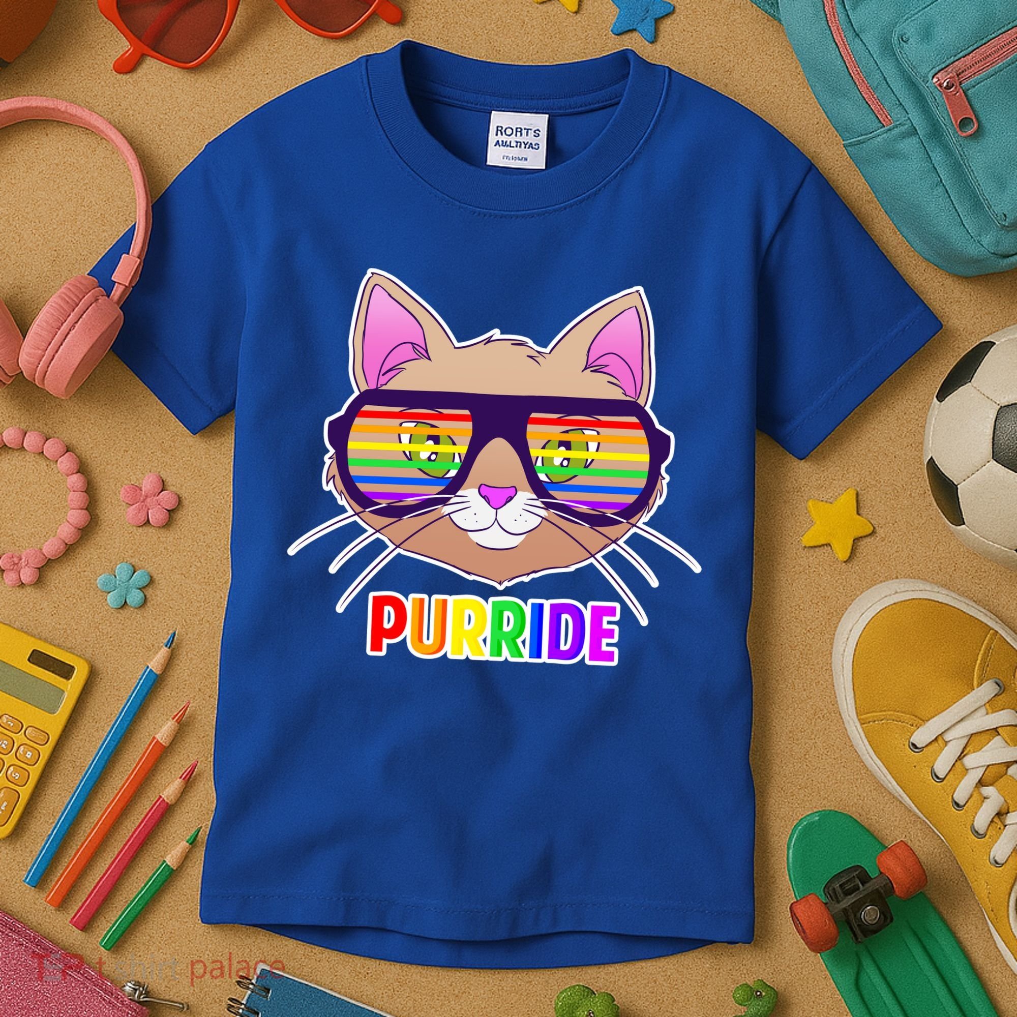 Purride Gay Pride Cat Kids T-Shirt