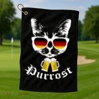 Purrost Cat Funny Oktoberfest Golf Towel thumb 1