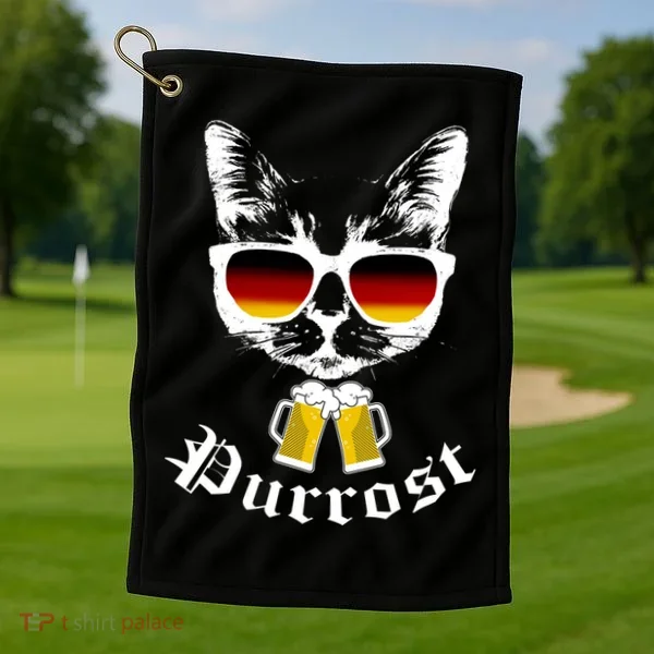 Purrost Cat Funny Oktoberfest Golf Towel