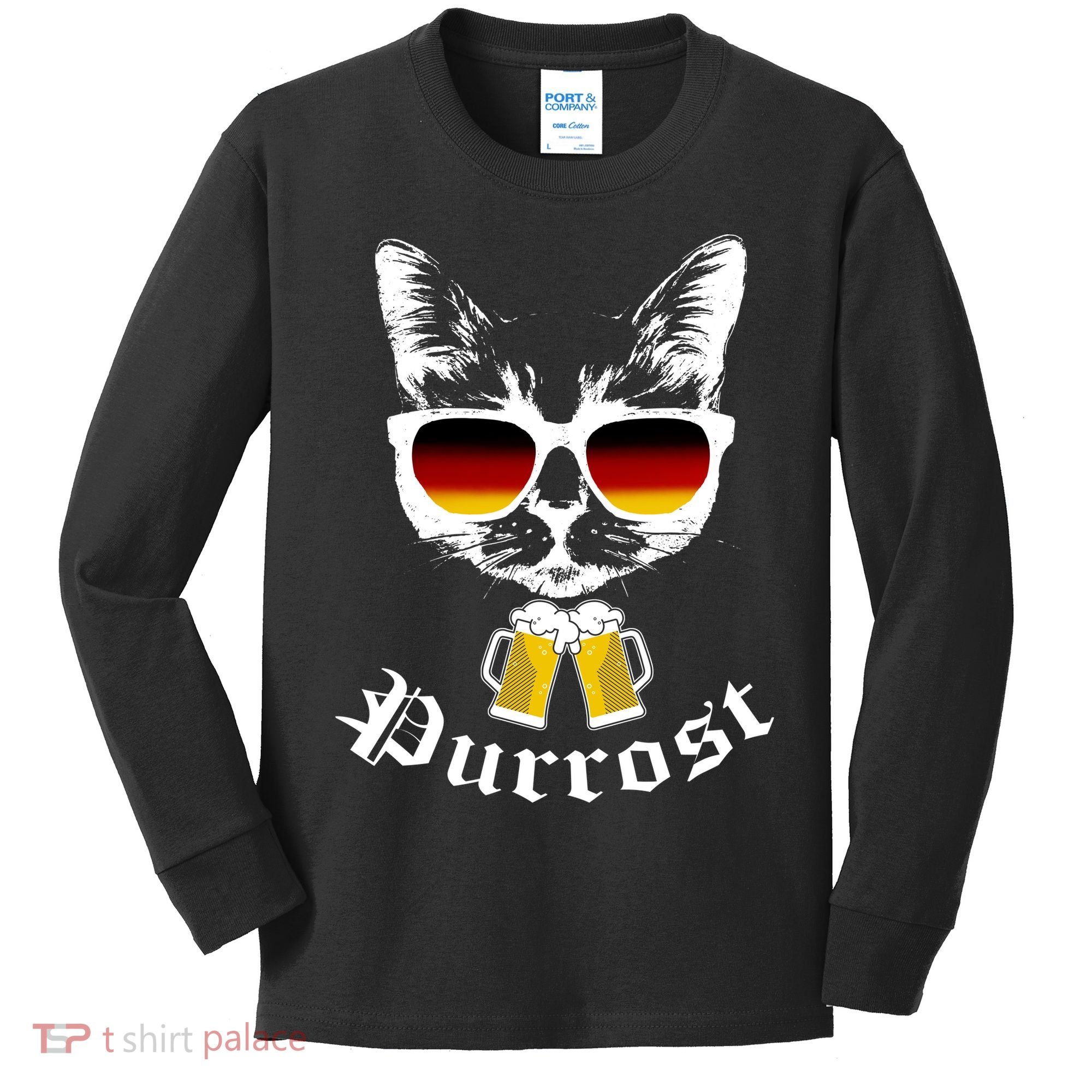 Purrost Cat Funny Oktoberfest Kids Long Sleeve Shirt