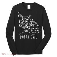 Purrr Evil Funny Cat Long Sleeve Shirt thumb 0