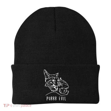 Purrr Evil Funny Cat Beanie