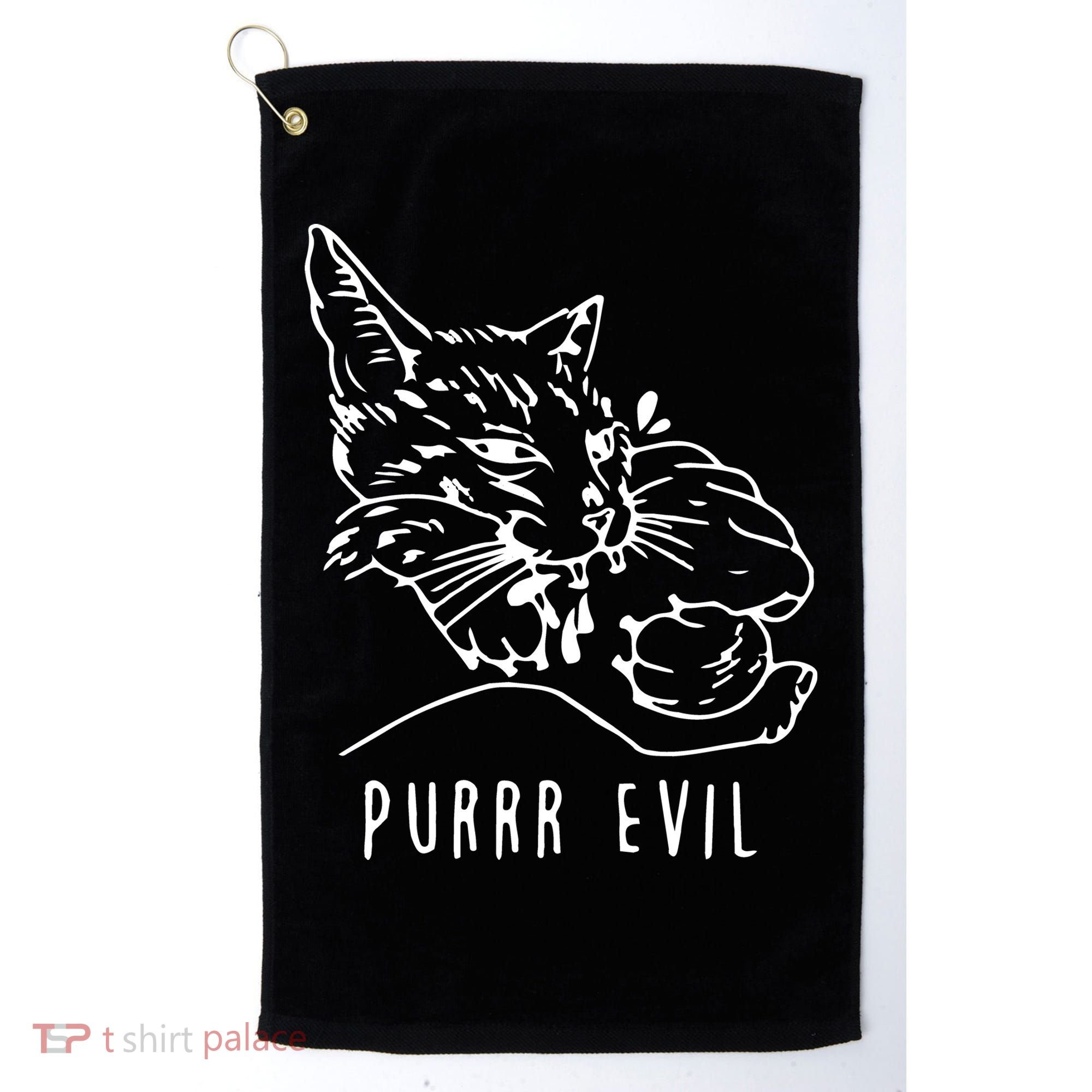 Purrr Evil Funny Cat Golf Towel