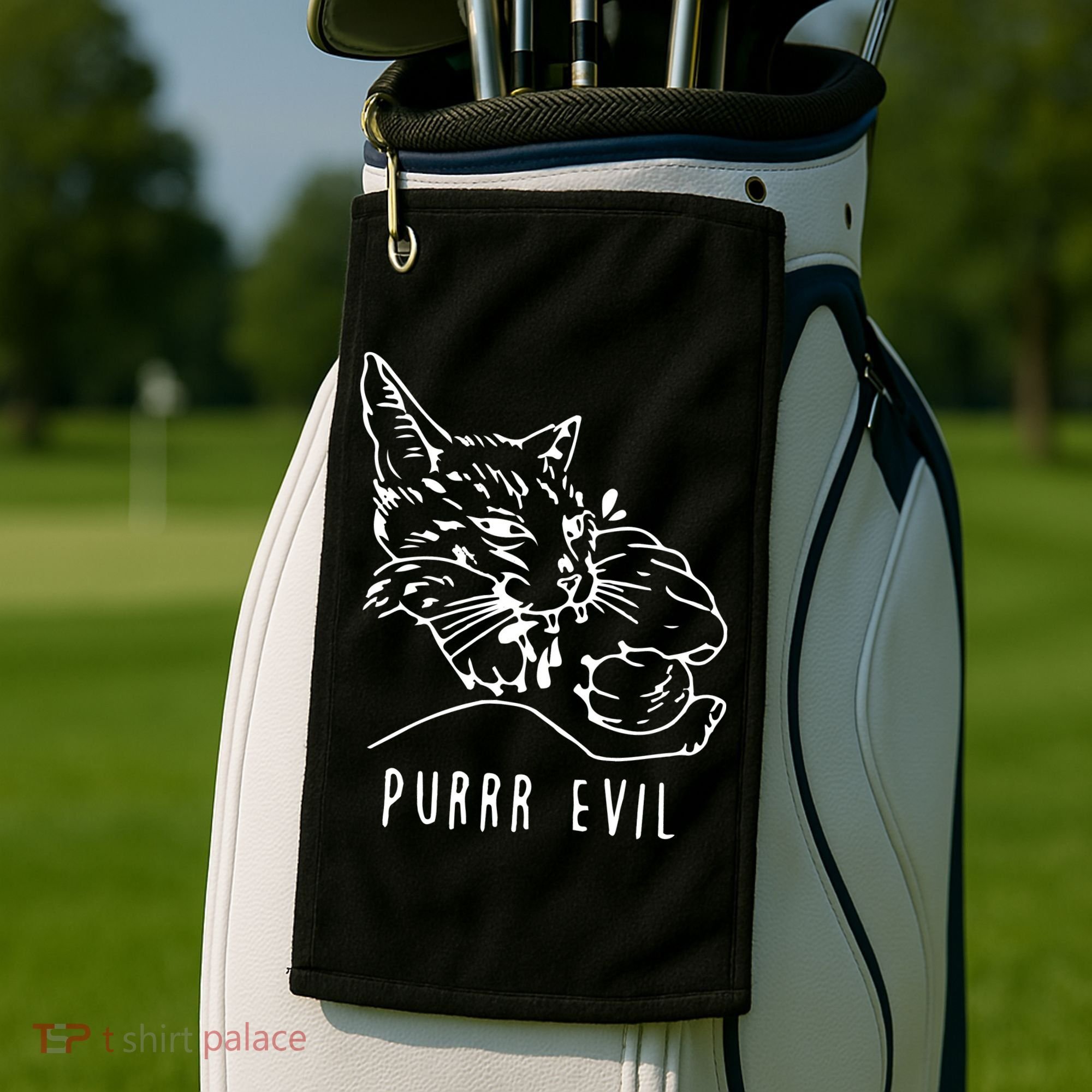 Purrr Evil Funny Cat Golf Towel