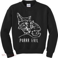 Purrr Evil Funny Cat Kids Sweatshirt thumb 0