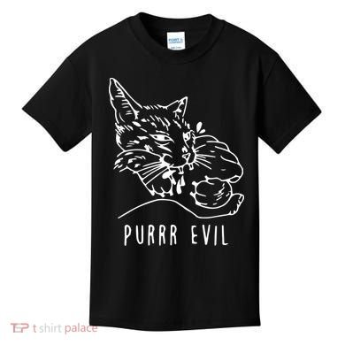 Purrr Evil Funny Cat Kids T-Shirt