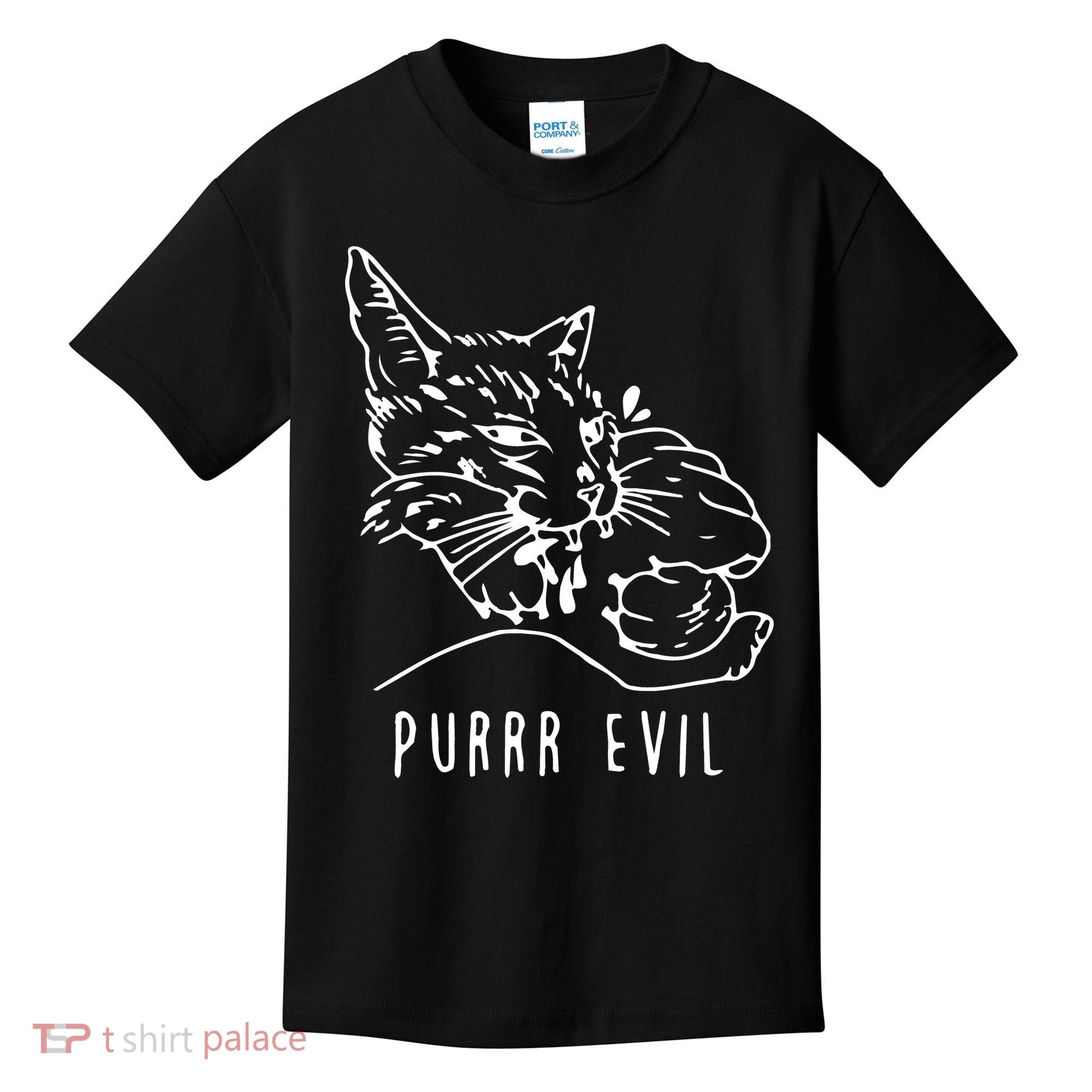 Purrr Evil Funny Cat Kids T-Shirt