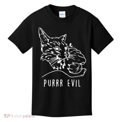 Purrr Evil Funny Cat Kids T-Shirt