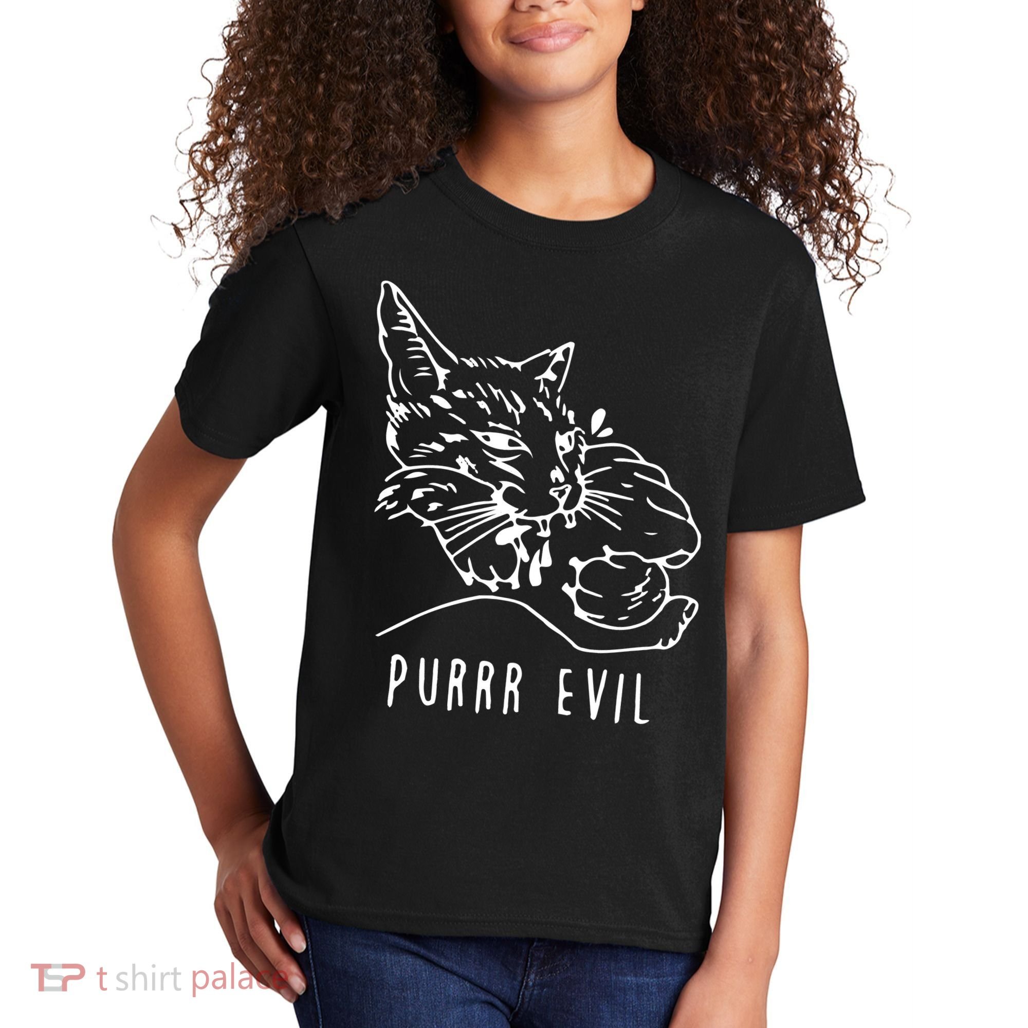 Purrr Evil Funny Cat Kids T-Shirt