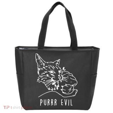 Purrr Evil Funny Cat Tote Bag