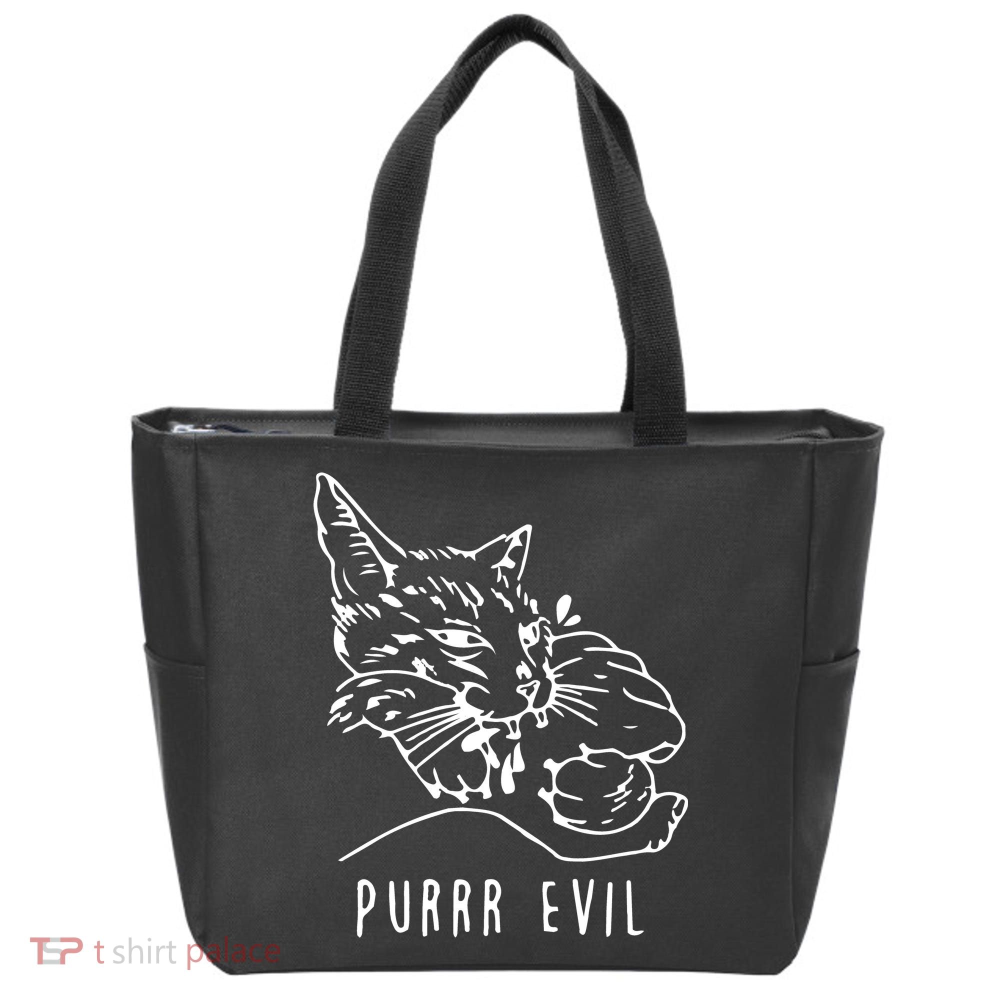 Purrr Evil Funny Cat Tote Bag