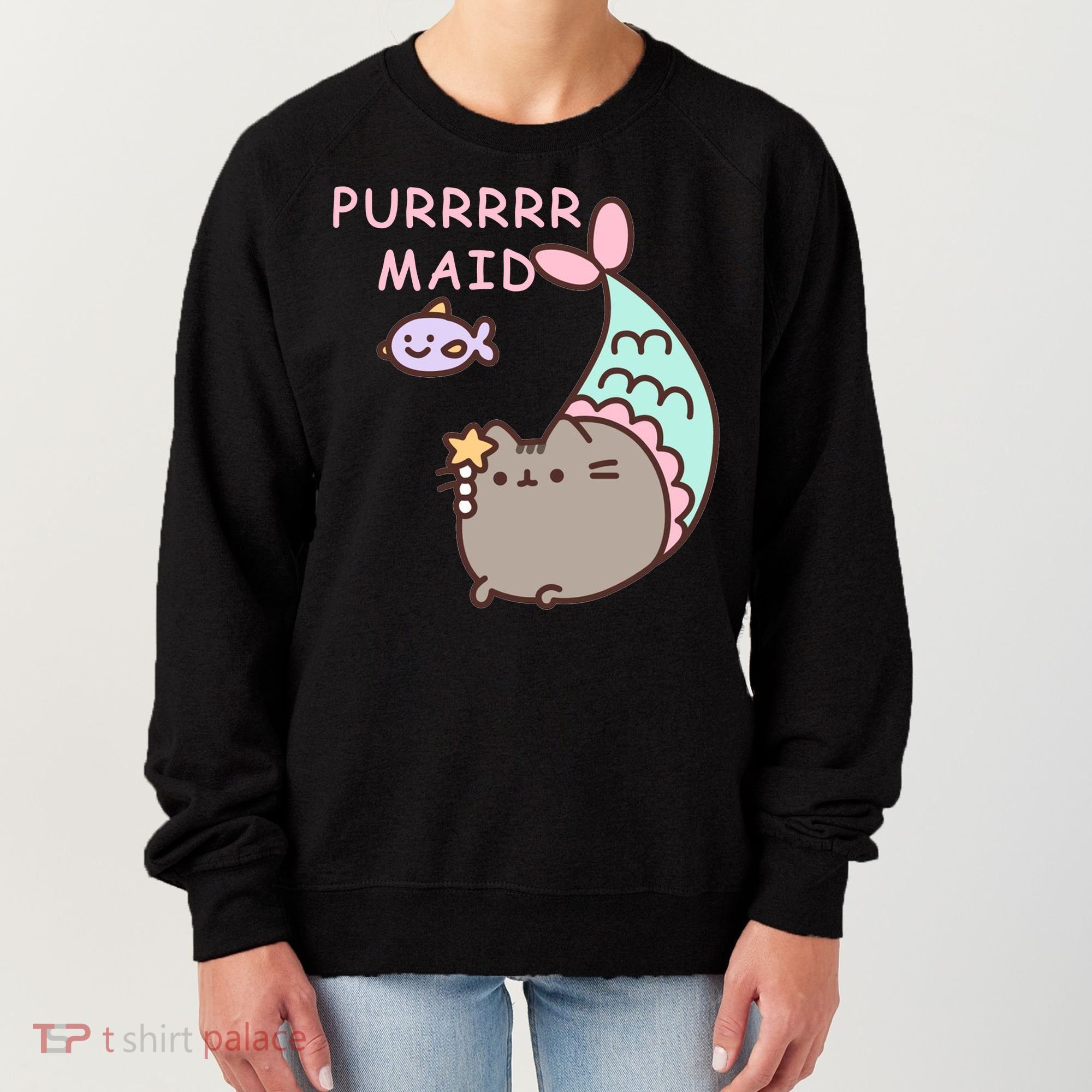 Purrrrr Maid Funny Cute Cat Mermaid Women's Sweatshirt