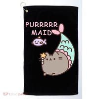 Purrrrr Maid Funny Cute Cat Mermaid Golf Towel thumb 0