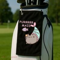 Purrrrr Maid Funny Cute Cat Mermaid Golf Towel thumb 2