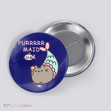 Purrrrr Maid Funny Cute Cat Mermaid Button
