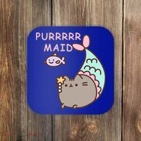 Purrrrr Maid Funny Cute Cat Mermaid Coaster thumb 0