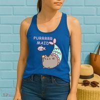 Purrrrr Maid Funny Cute Cat Mermaid Women's Tank Top thumb 2