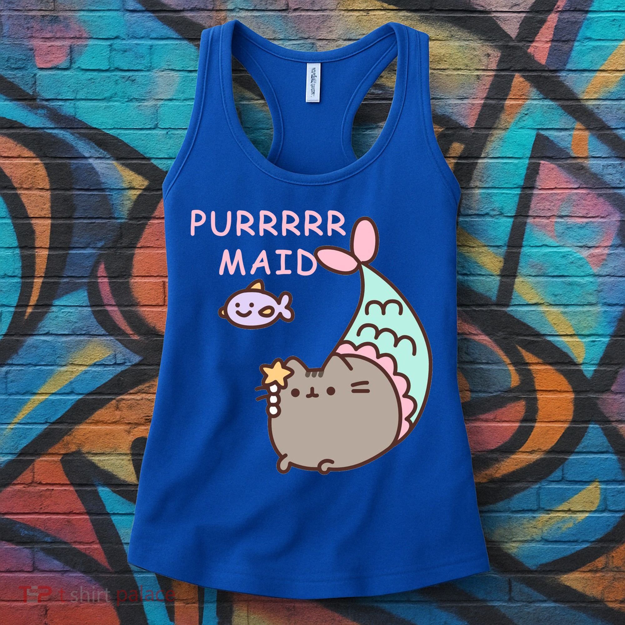 Purrrrr Maid Funny Cute Cat Mermaid Women's Tank Top