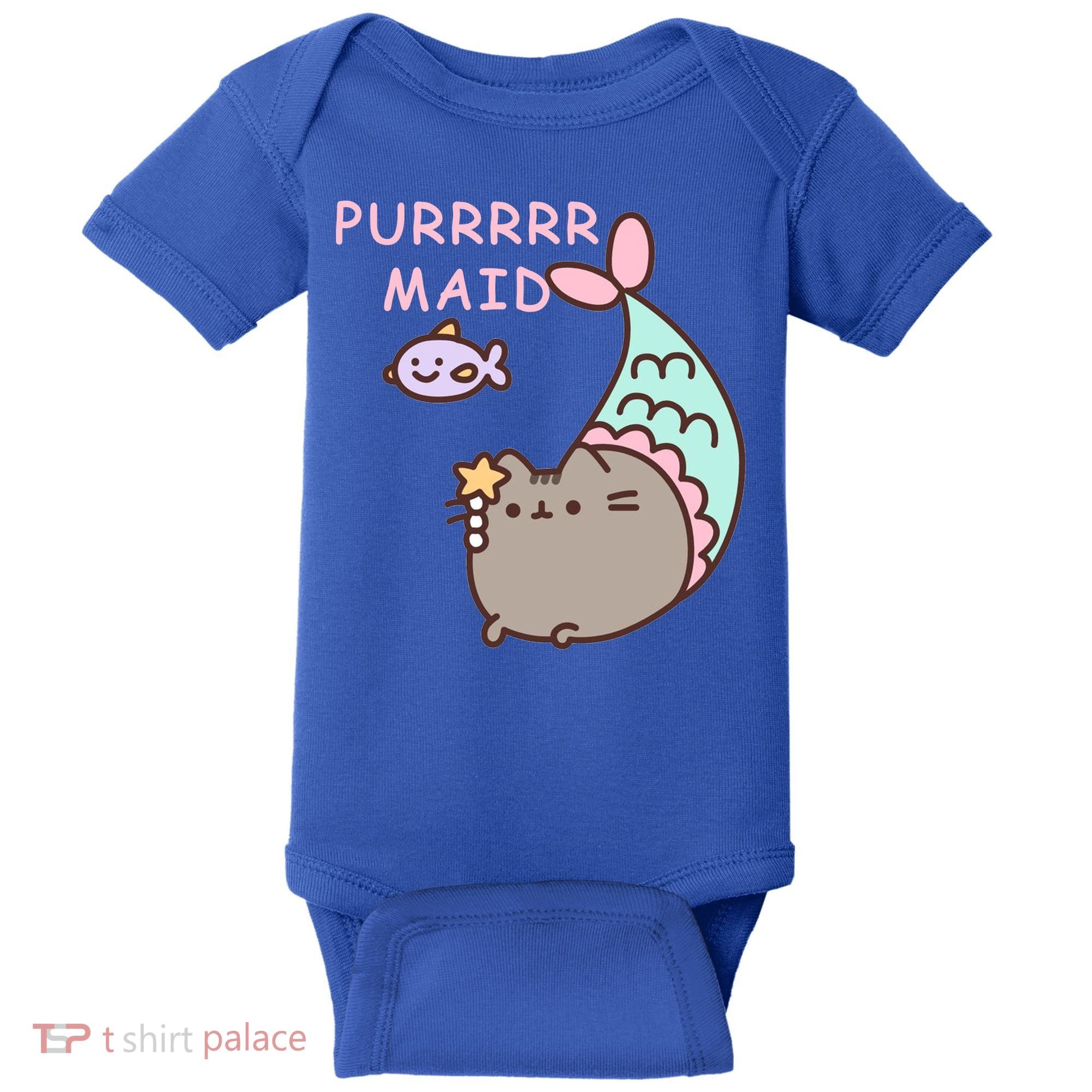 Purrrrr Maid Funny Cute Cat Mermaid Baby Bodysuit