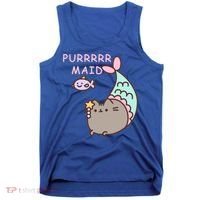 Purrrrr Maid Funny Cute Cat Mermaid Tank Top thumb 0