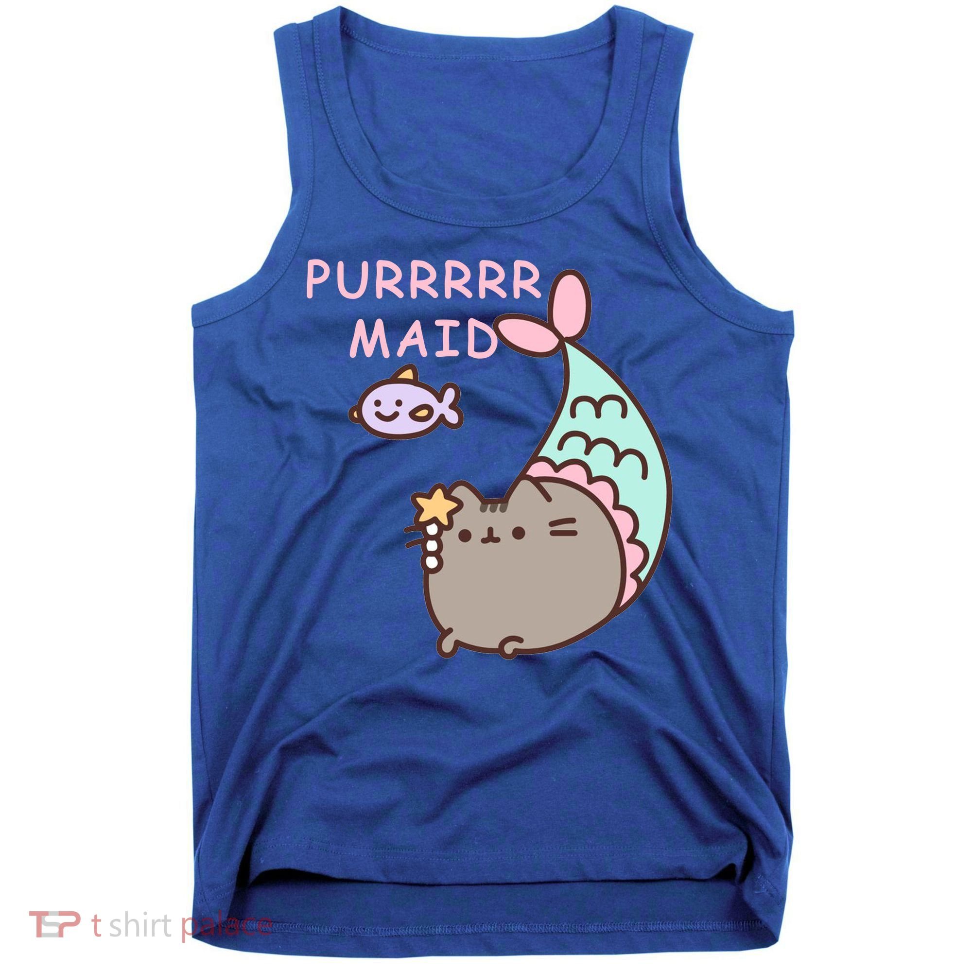 Purrrrr Maid Funny Cute Cat Mermaid Tank Top