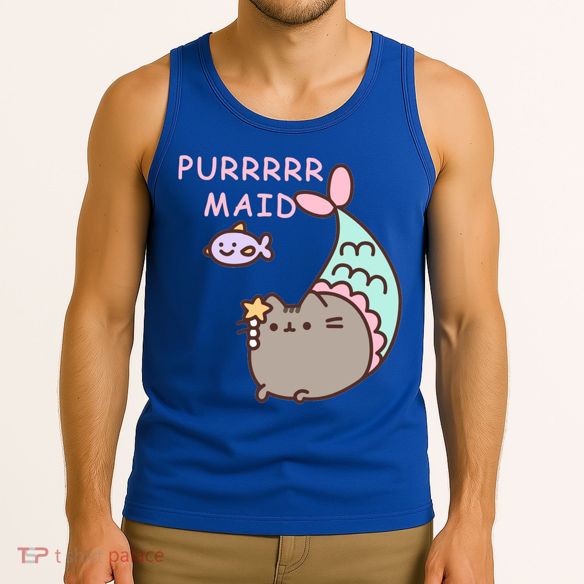 Purrrrr Maid Funny Cute Cat Mermaid Tank Top