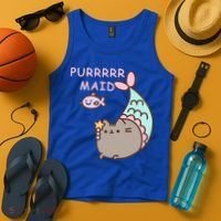 Purrrrr Maid Funny Cute Cat Mermaid Tank Top thumb 4